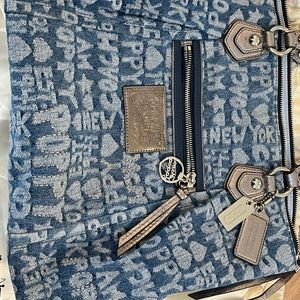 Denim coach poppy shoulder bag